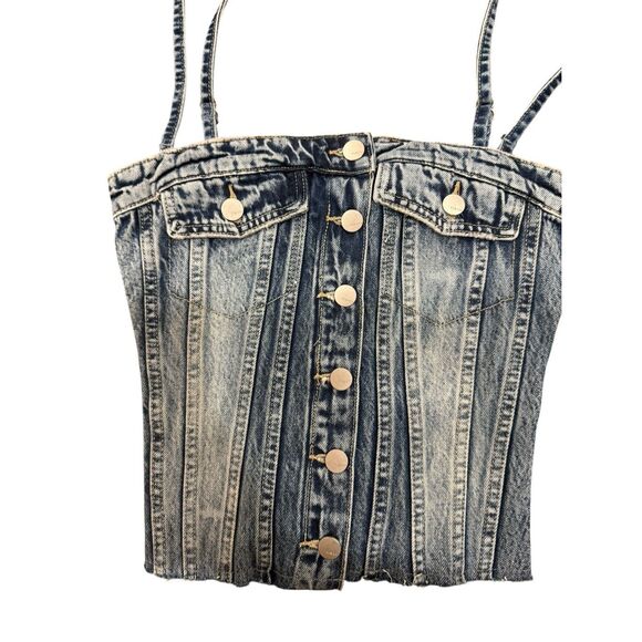NWT Tractr Denim Corset Top Size Small - Picture 3 of 11